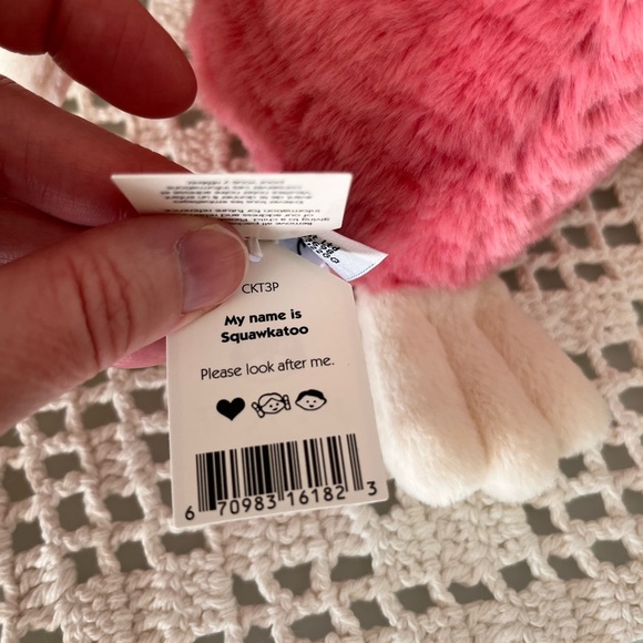 Jellycat Squawkatoo Pink and White Parrot Plush display only with tags - Picture 3 of 4